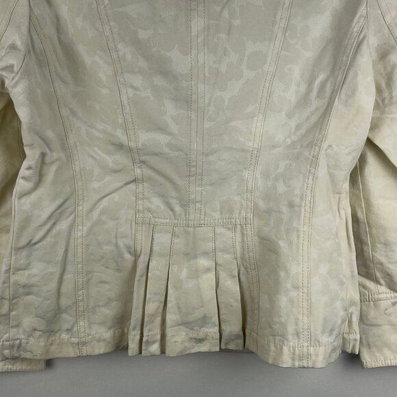 Delmod Blazer Jacket Size 8 Creamy White Long Sleeve Button Up Floral Pattern - Picture 8 of 8